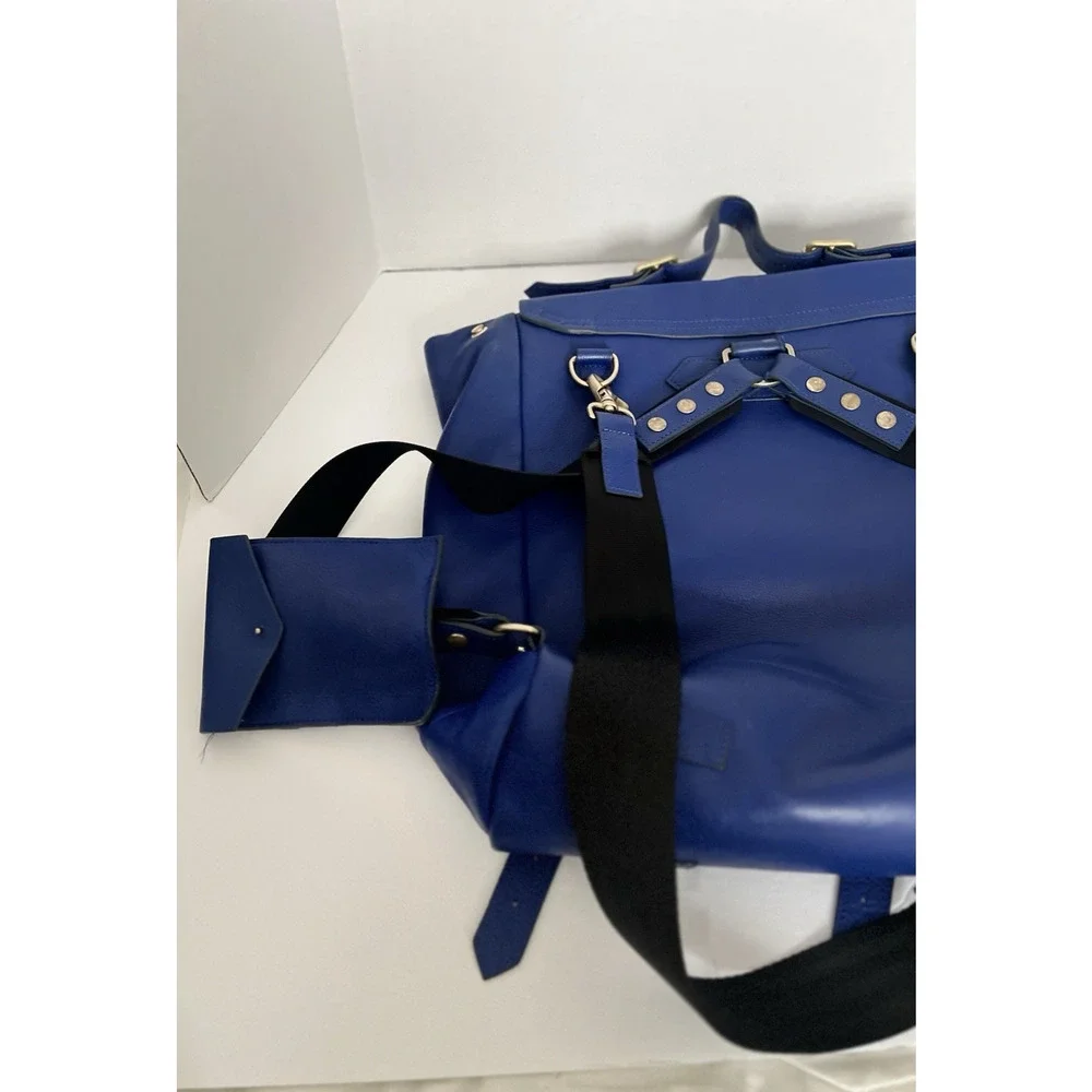 TIMBUK2 X PHOEBE DAHL JET SET CONVERTIBLE COBALT BLUE LEATHER BACKPACK